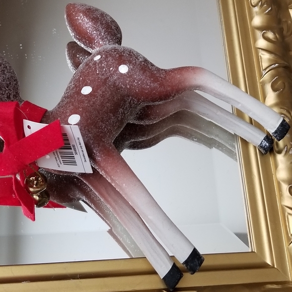 ❗MCM Style Brown White Reindeer with Red Bow and Bell Details❗ - Picture 5 of 7